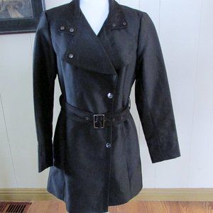 Kenneth Cole New York belted black trench jacket M